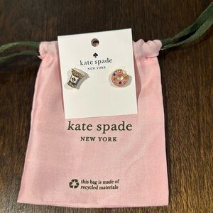 KATE SPADE COFFEE BREAK ASYMMETRICAL STUD EARRINGS, COLLECTIBLE NOVELTY